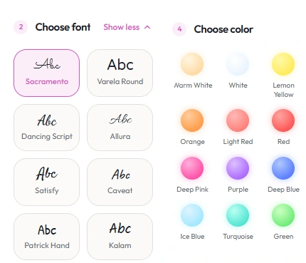 Customizer font and neon color options